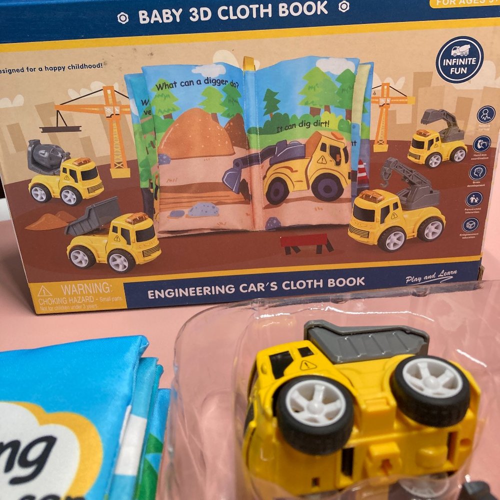 Contruccion Toddler Tuck Toys Whit Baby Touch and Feel Cloth Book age 3+